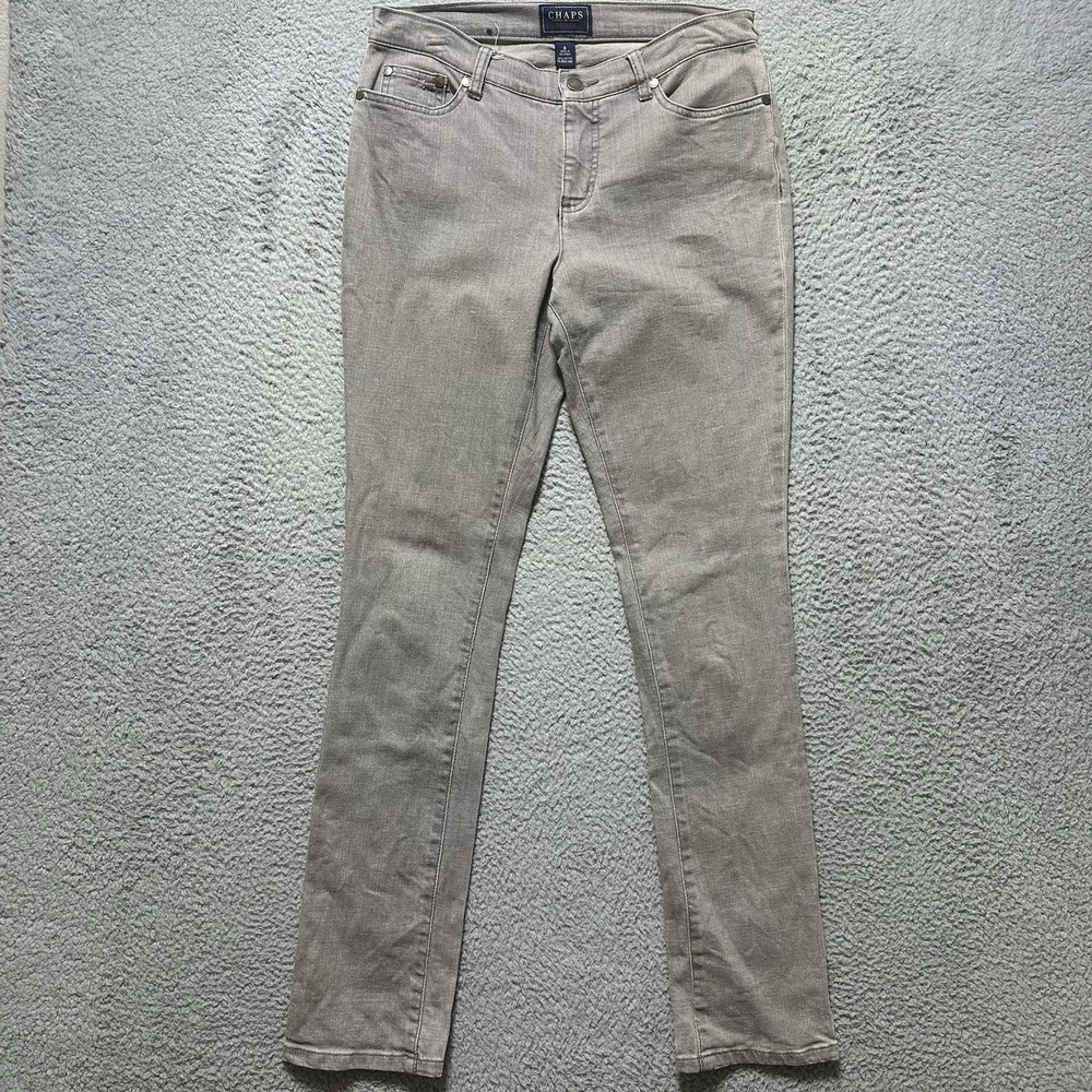 Chaps Denim Women's Jeans Size‎ 6 Madden Straight Slimming Flat Mid Rise Grey